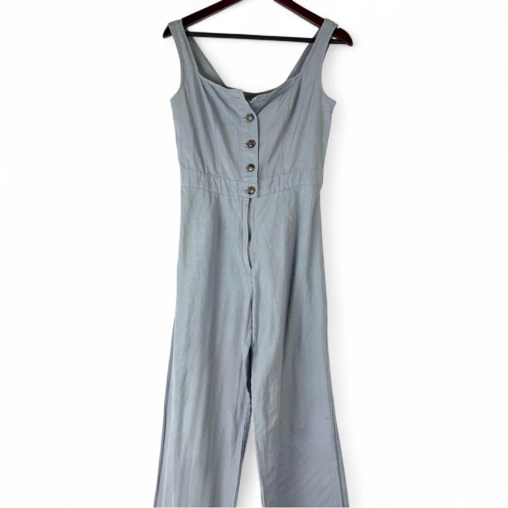 Japna Women's Small Blue Jumpsuit Romper Wide Leg Buttons Cottagecore Boho Chic